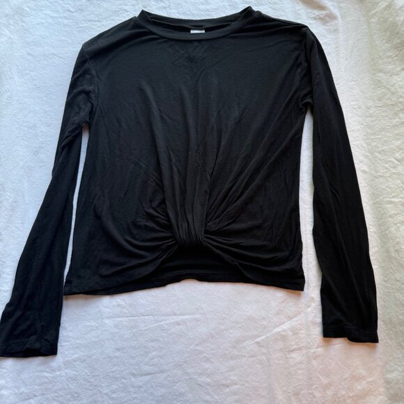 Nordstrom Girls Black Long-Sleeve Twisted Front Top L (10/12) - Picture 2 of 6
